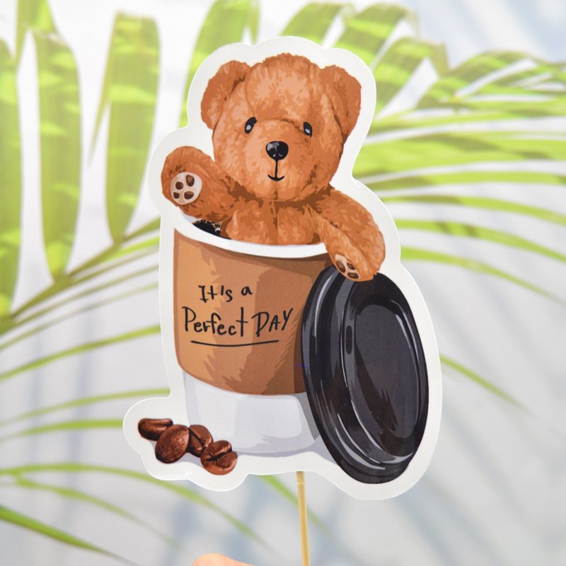 Printed Cute Animal Bear Durable Waterproof Color Self-Adhesive Die-Cut Sticker
