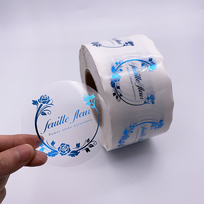 Customized Adhesive Vinyl Transparent Stickers Sheet for Glass Gold Foil Logo Clear Label Water Proof Plastic Stickers Printing