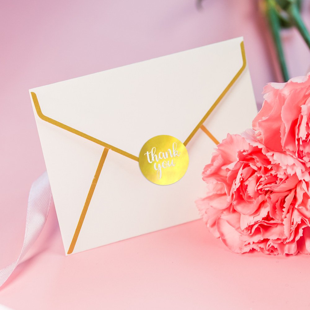 Round Thank you stickers a roll of 500 hot stamping labels gift wedding baking packaging decoration stickers