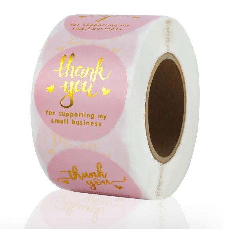 Waterproof round thank you holographic laser labels stickers adhesive sticker for packaging