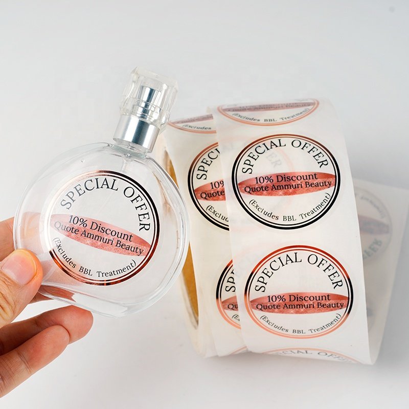Custom adhesive private cosmetic clear bottle logo sticker cosmetic ingredient label white label cosmetics