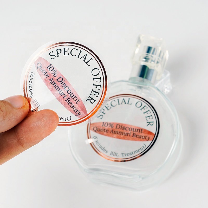 Custom adhesive private cosmetic clear bottle logo sticker cosmetic ingredient label white label cosmetics