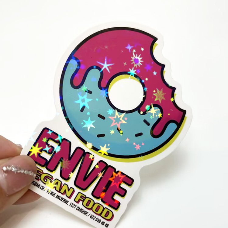 large die cut adhesive label vinyl pvc adhesive sticker star holo effect custom hologram sticker for promotion