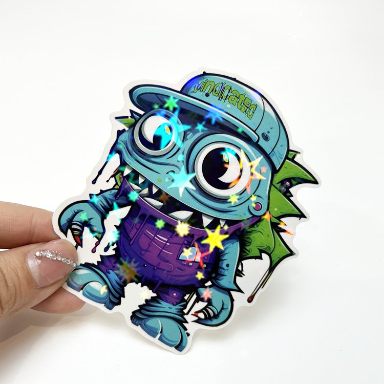 large die cut adhesive label vinyl pvc adhesive sticker star holo effect custom hologram sticker for promotion