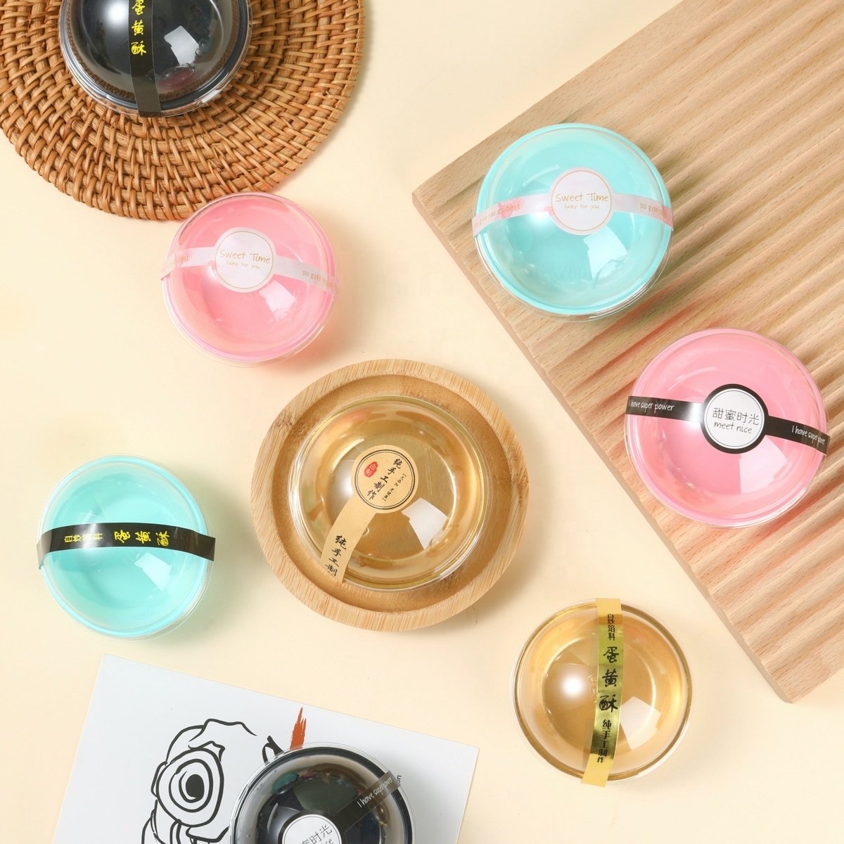 Wholesale Plastic Package Container Customized Sticker Gift Round Boxes Transparent Ball Shape Blister Box for Dessert