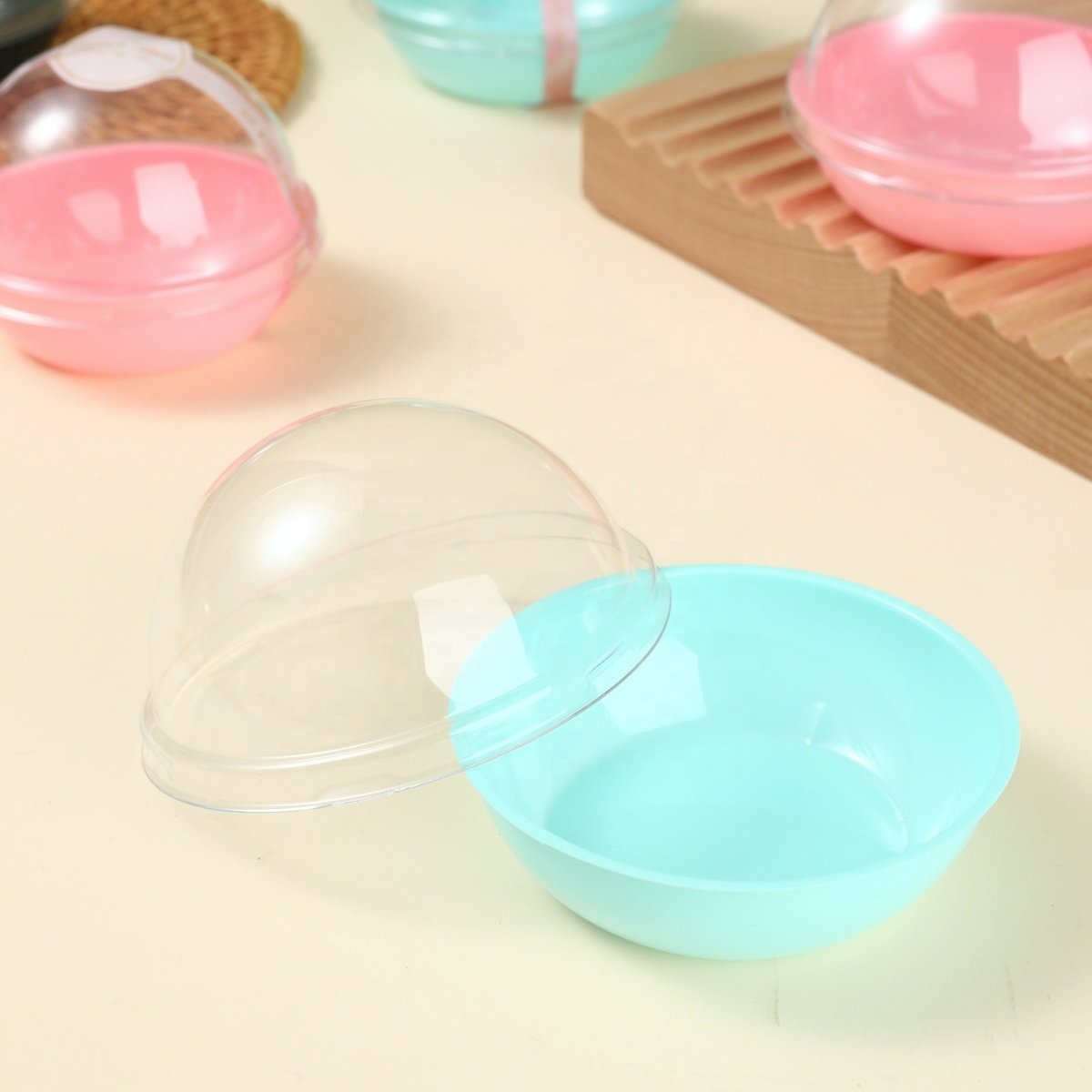 Wholesale Plastic Package Container Customized Sticker Gift Round Boxes Transparent Ball Shape Blister Box for Dessert
