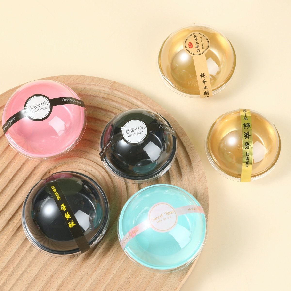 Wholesale Plastic Package Container Customized Sticker Gift Round Boxes Transparent Ball Shape Blister Box for Dessert
