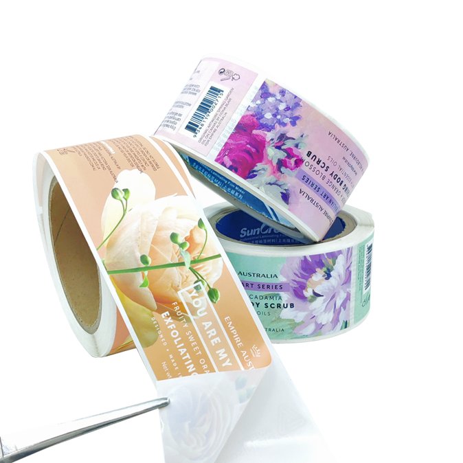 Etiqueta Glossy Waterproof Roll Print Cosmetic Adhesive Labels Bottle Stickers Packaging Logo Vinyl Private Label Sticker