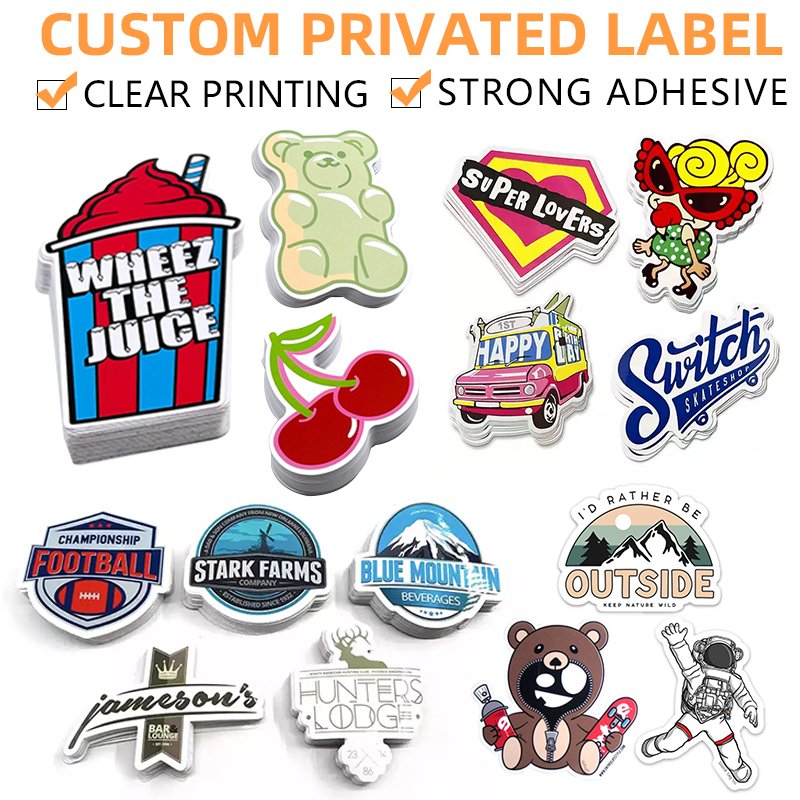 Custom LOGO Printing Die Cut Vinyl stickers Custom Waterproof Cartoon stickers Manufacturers Custom Labels