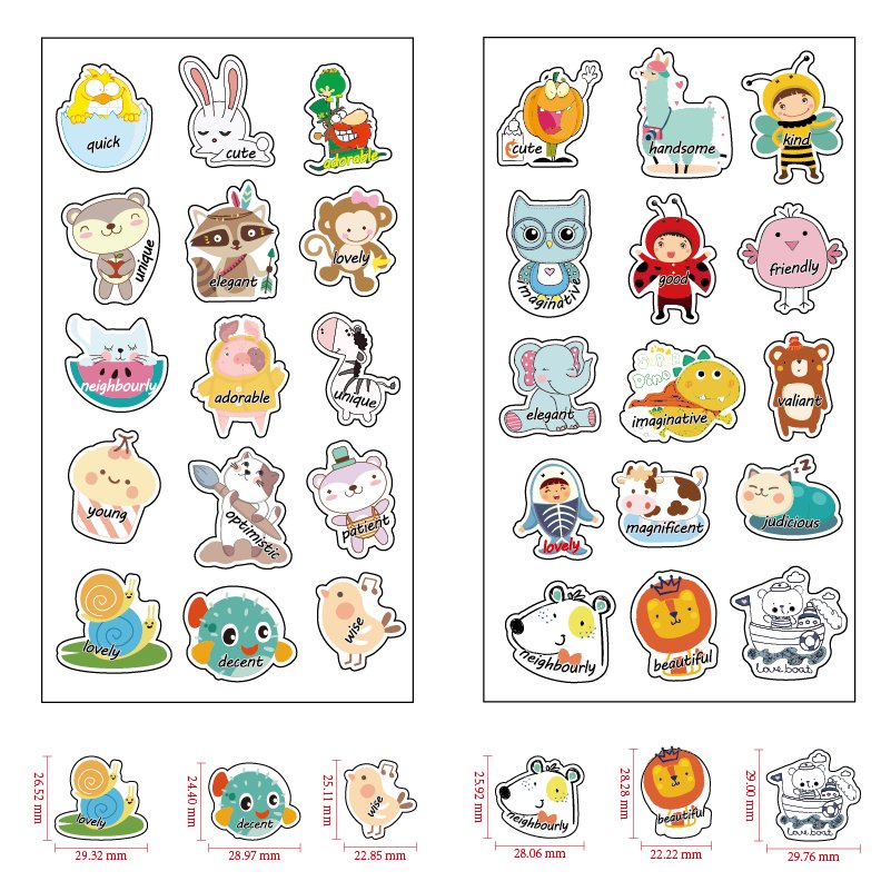 Early Education Cartoon Label Kiss-cut Smile sticker Kids Reward Stickers Colorful Decorative stickers