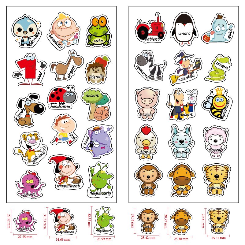 Early Education Cartoon Label Kiss-cut Smile sticker Kids Reward Stickers Colorful Decorative stickers