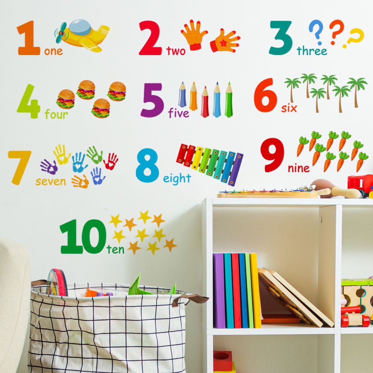 school classroom decoration pvc number with pencil wall stickers for kids