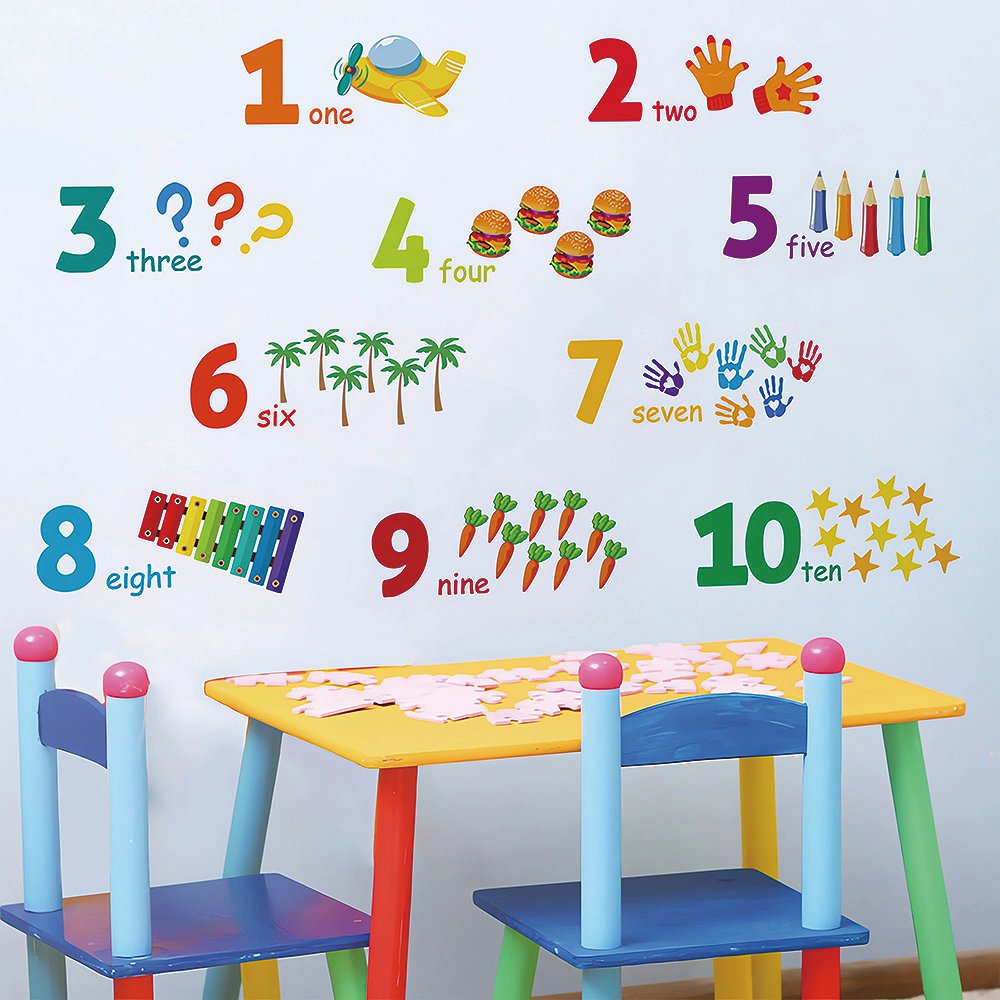school classroom decoration pvc number with pencil wall stickers for kids