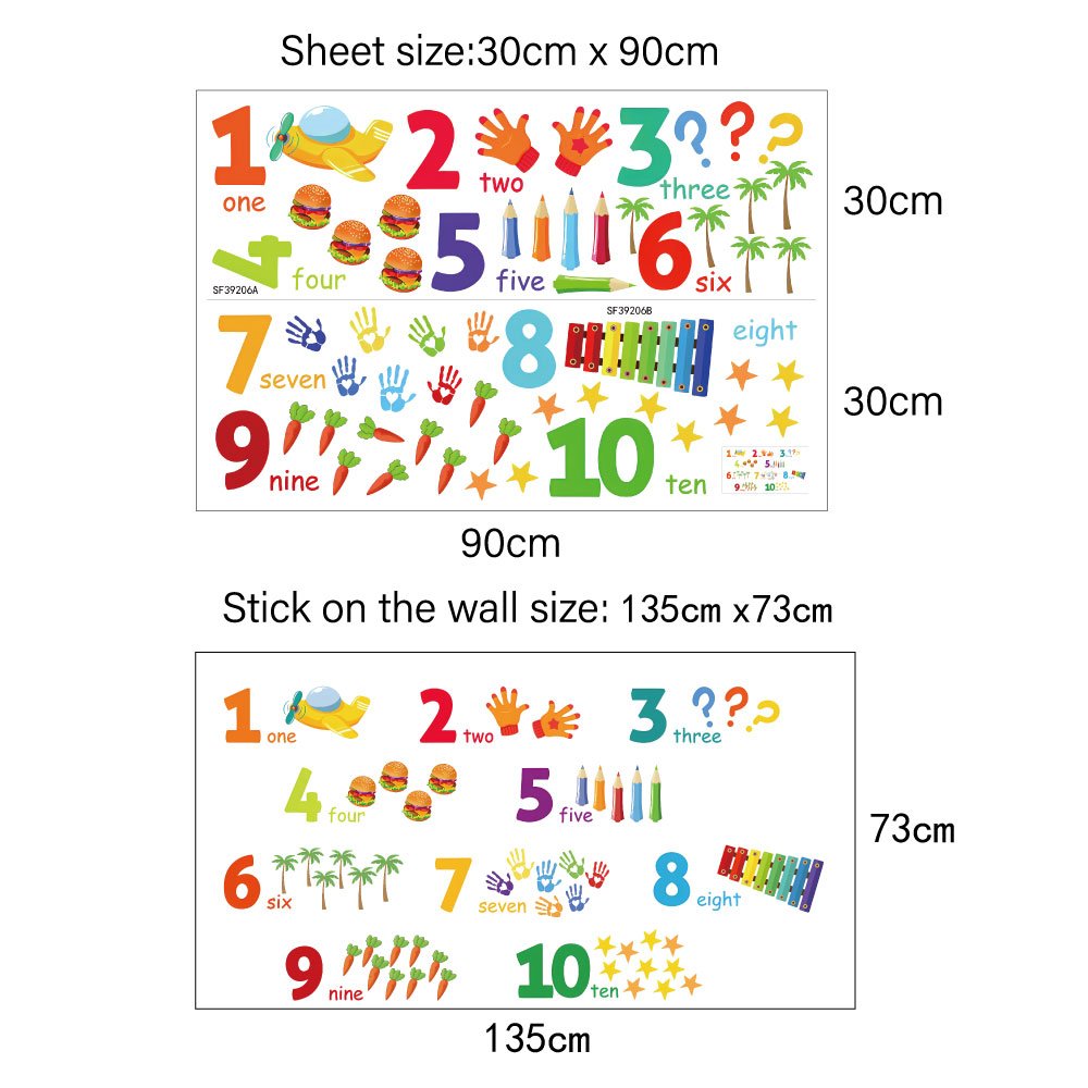 school classroom decoration pvc number with pencil wall stickers for kids