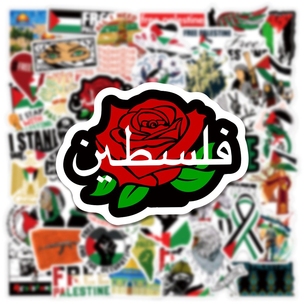 50 pieces Free Palestine flag Sticker Notebook Skateboard Personalized Cup Waterproof Decoration Graffiti Sticker