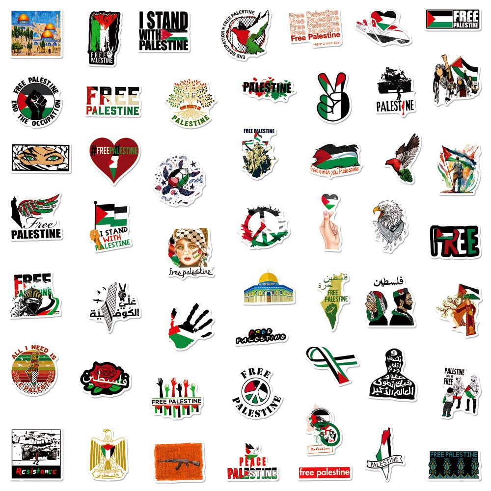 50 pieces Free Palestine flag Sticker Notebook Skateboard Personalized Cup Waterproof Decoration Graffiti Sticker