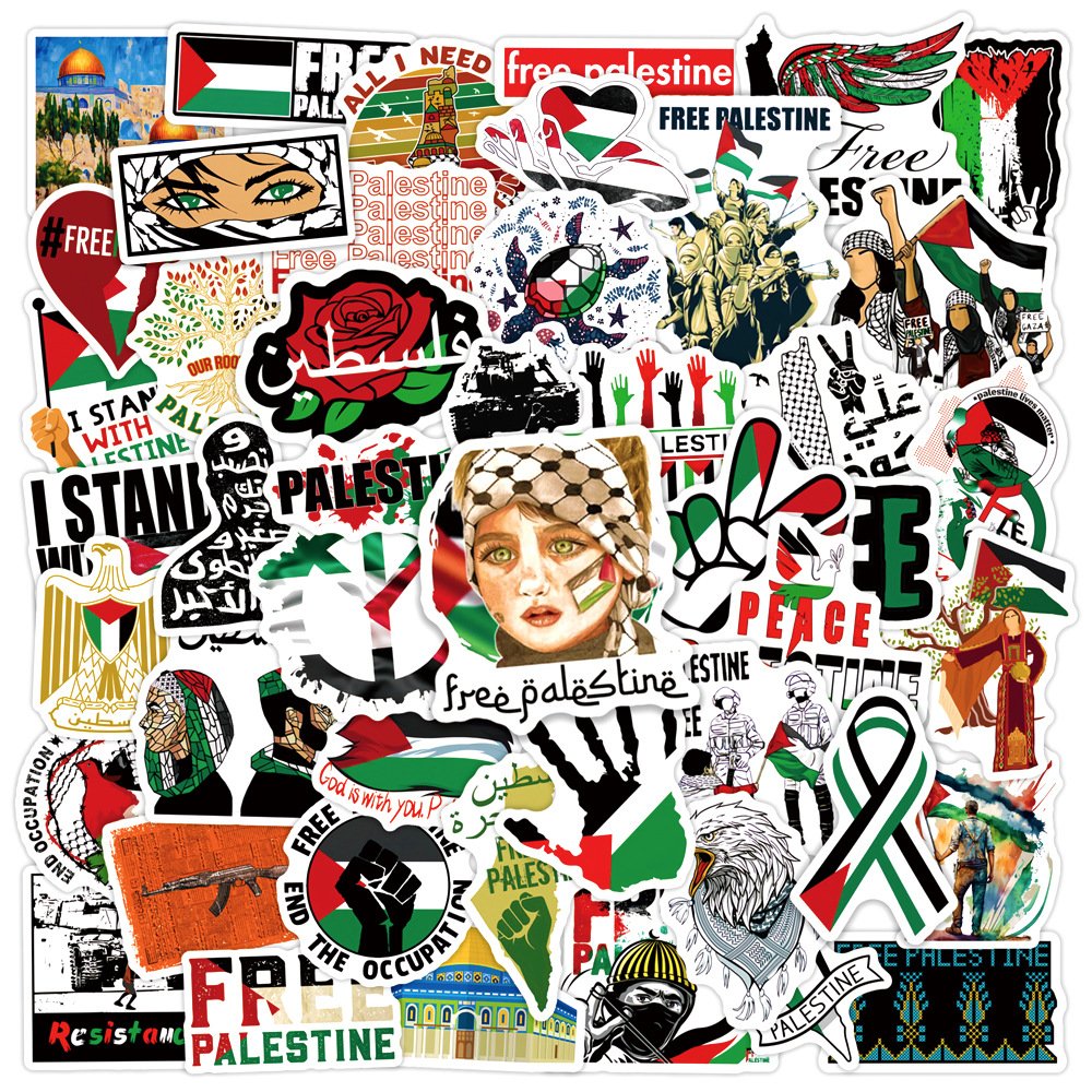 50 pieces Free Palestine flag Sticker Notebook Skateboard Personalized Cup Waterproof Decoration Graffiti Sticker