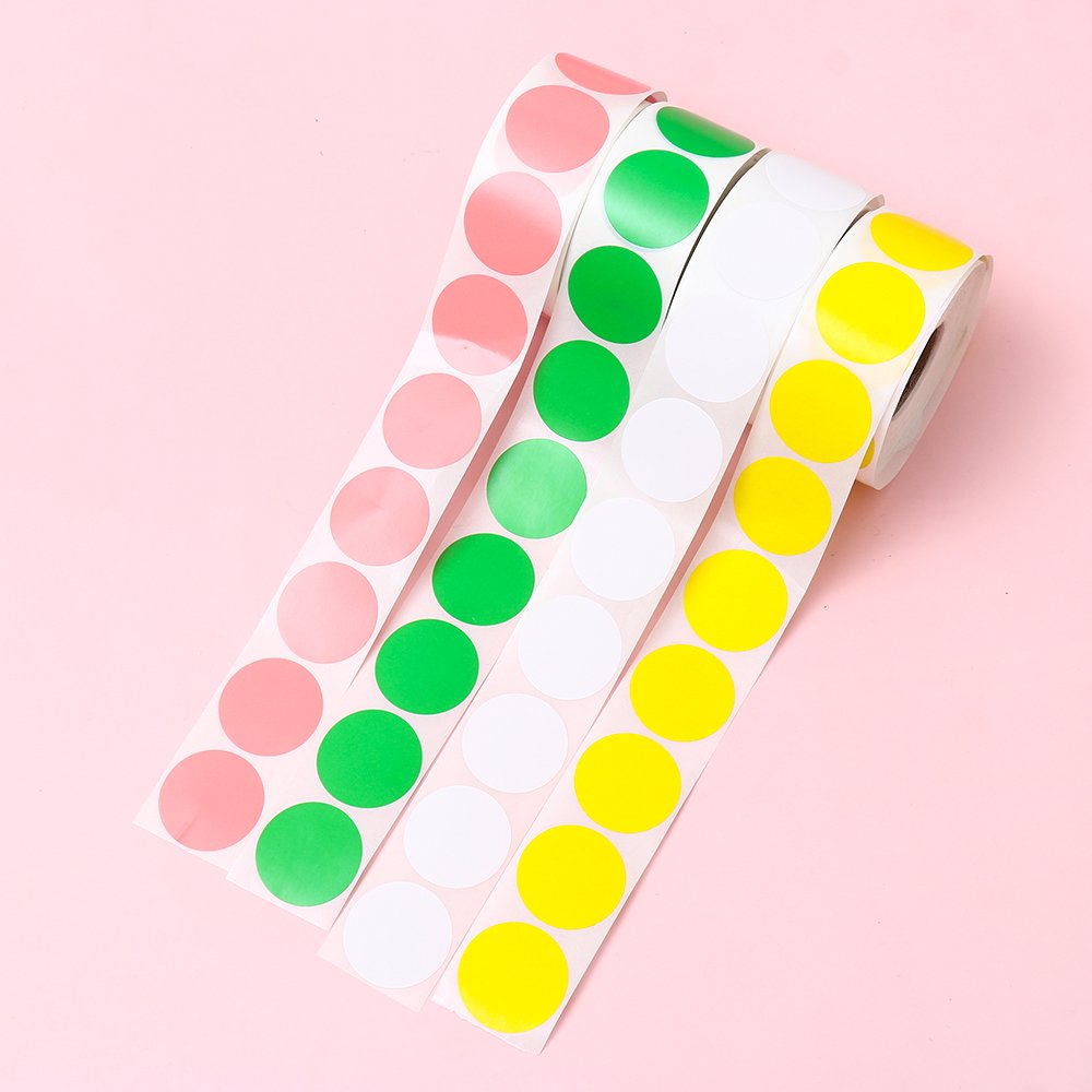 High Quality Custom Self Adhesive Colored Circle Direct Thermal Sticker Label Pink Circle Stickers Round Thermal Stickers