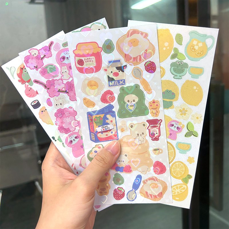 Custom Design No moq self Adhesive foil sticker sheet vinyl Waterproof Korean Gooka sticker Kiss Cut sticker sheet