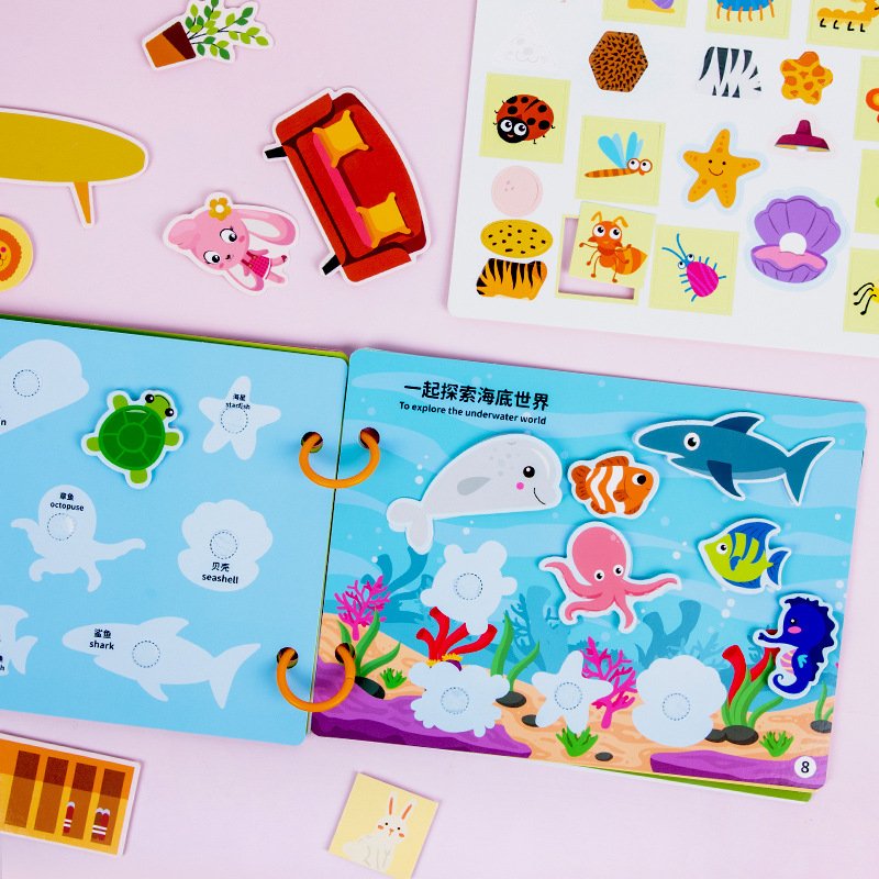 Children Early Education Learning Animal Activity Reusable Kids Sticker Book