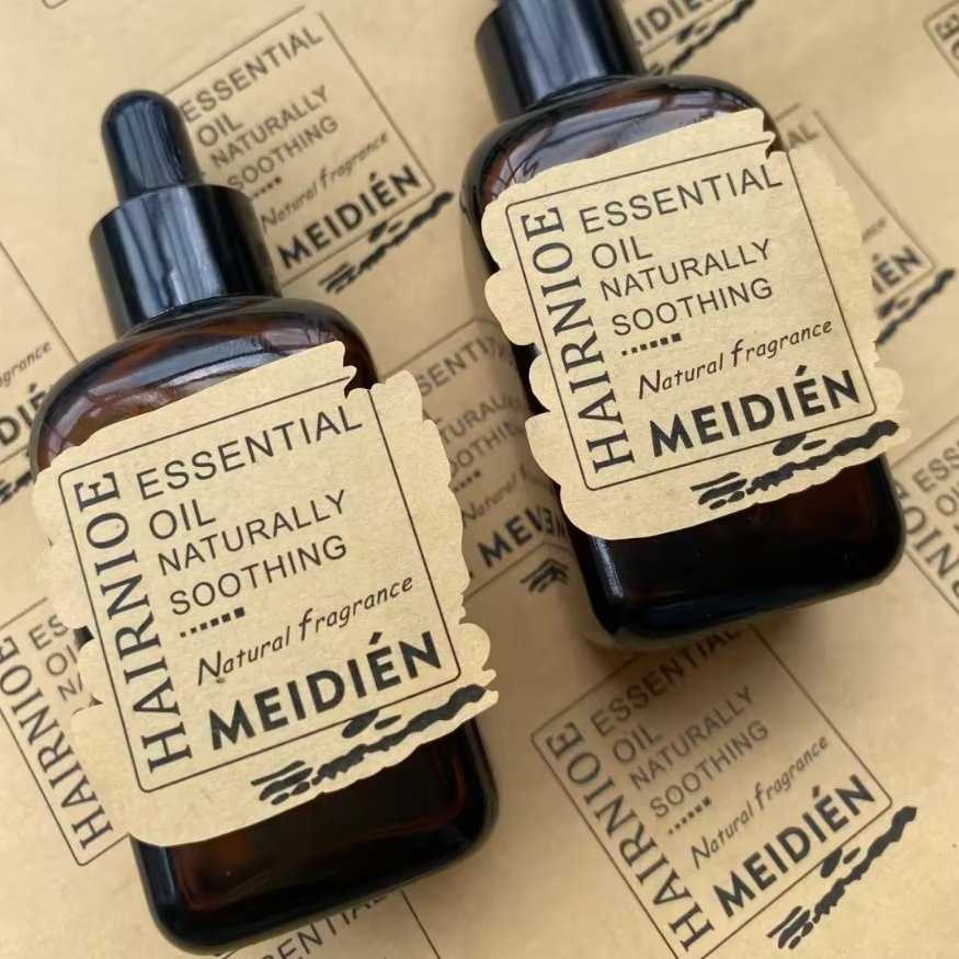 Custom Kraft Paper Sticker Aromatherapy Candle Jar Packaging Label Essential Oil Decorative Sticker Perfume Bottle Logo Sticker