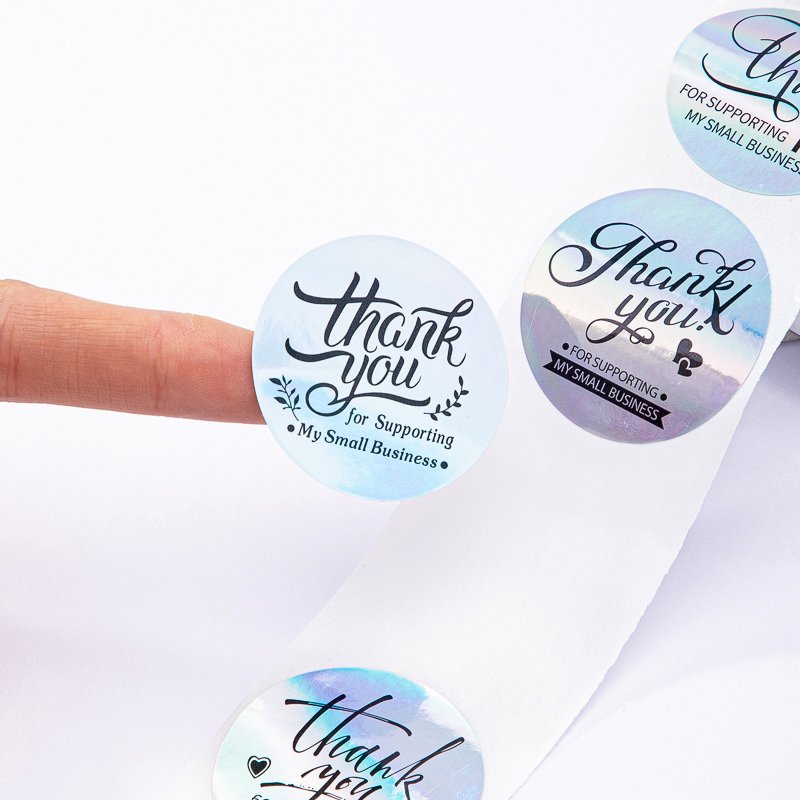 Custom Printed Labels Roll Synthetic Paper Adhesive Round Logo Sticker Thank You Label Tags For Business Brand