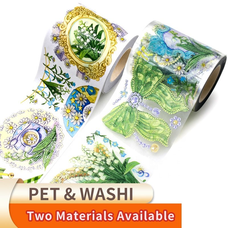 2024 new custom designer butterfly PET tape scrapbooking supplies Cuttable PET special oil custom print washi stickers