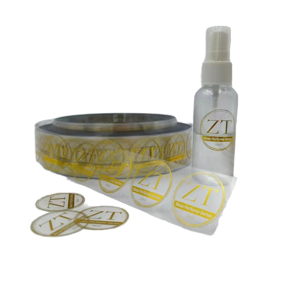 Custom Transparent BOPP Clear Sticker Gold Foil Adhesive Waterproof Logo Print Packaging & Printing Product