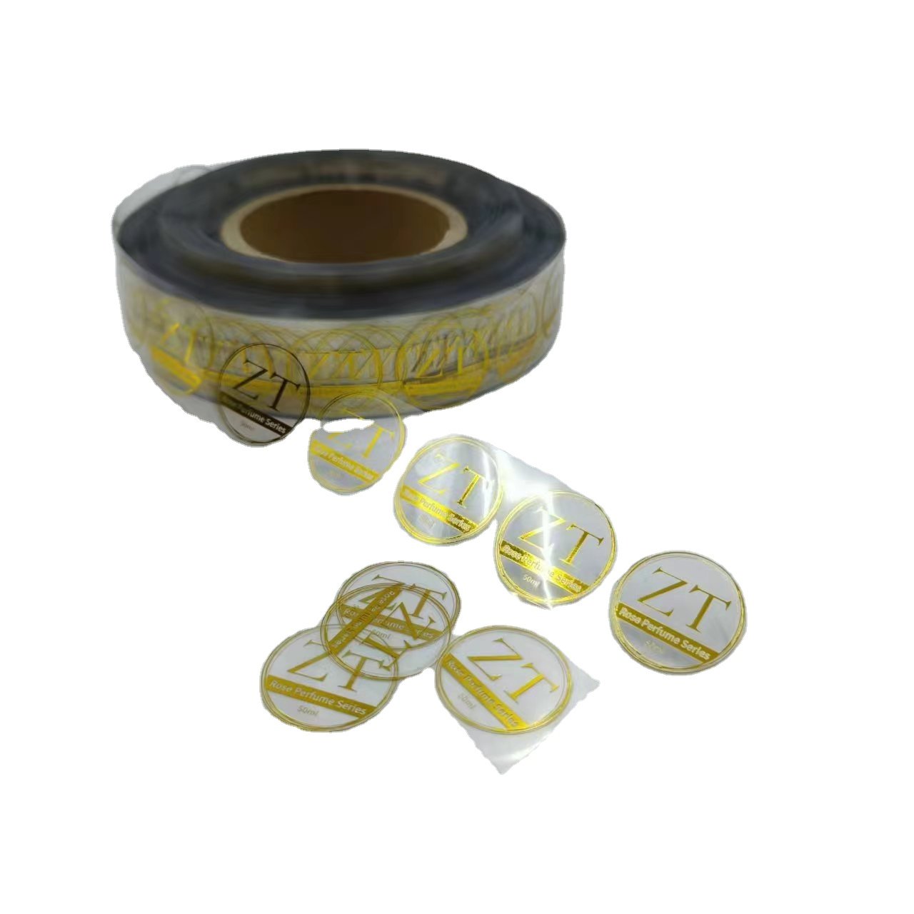 Custom Transparent BOPP Clear Sticker Gold Foil Adhesive Waterproof Logo Print Packaging & Printing Product