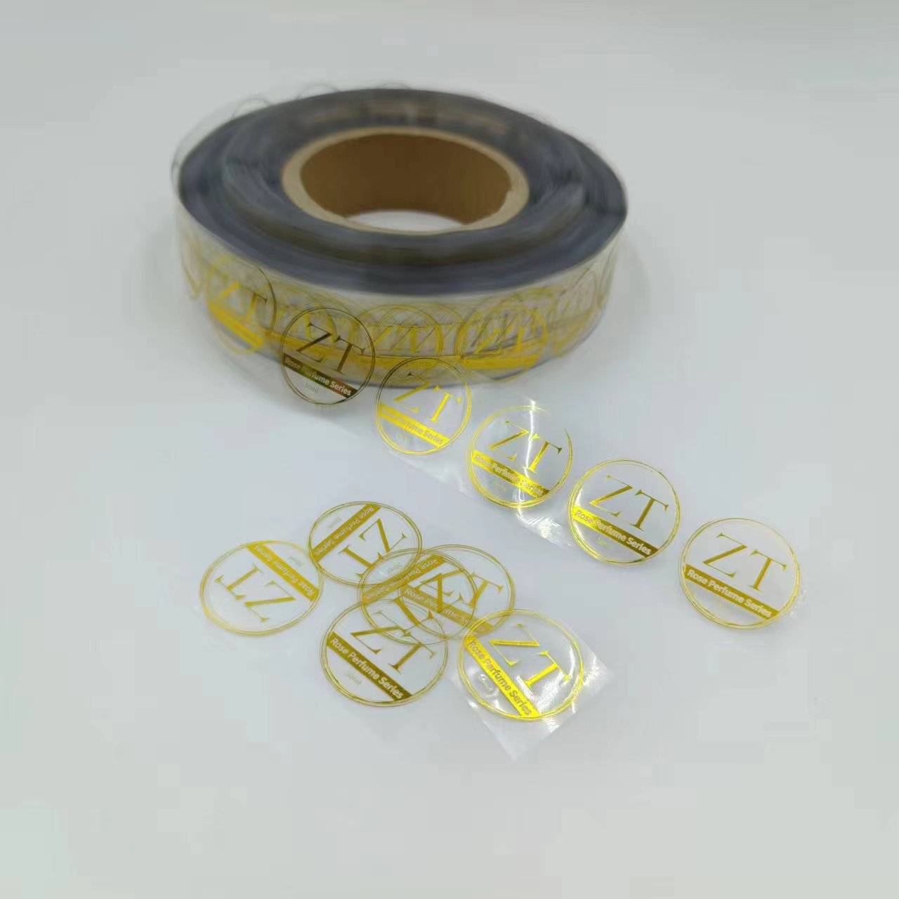 Custom Transparent BOPP Clear Sticker Gold Foil Adhesive Waterproof Logo Print Packaging & Printing Product