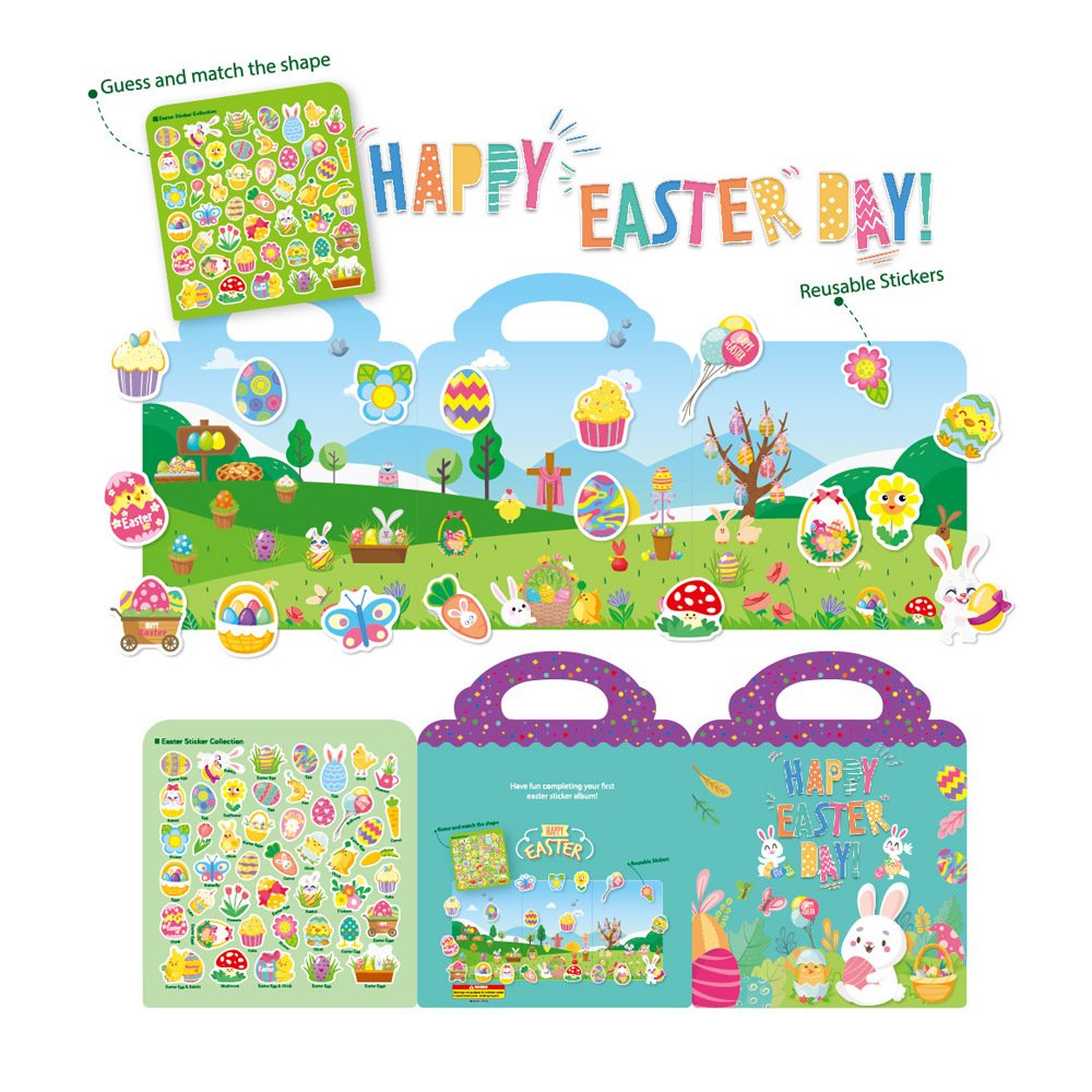 Eco-friendly Children Activity Sticker for Kids DIY PUZZLE Toys 15 Designs Gift Reusable Sticker Book
