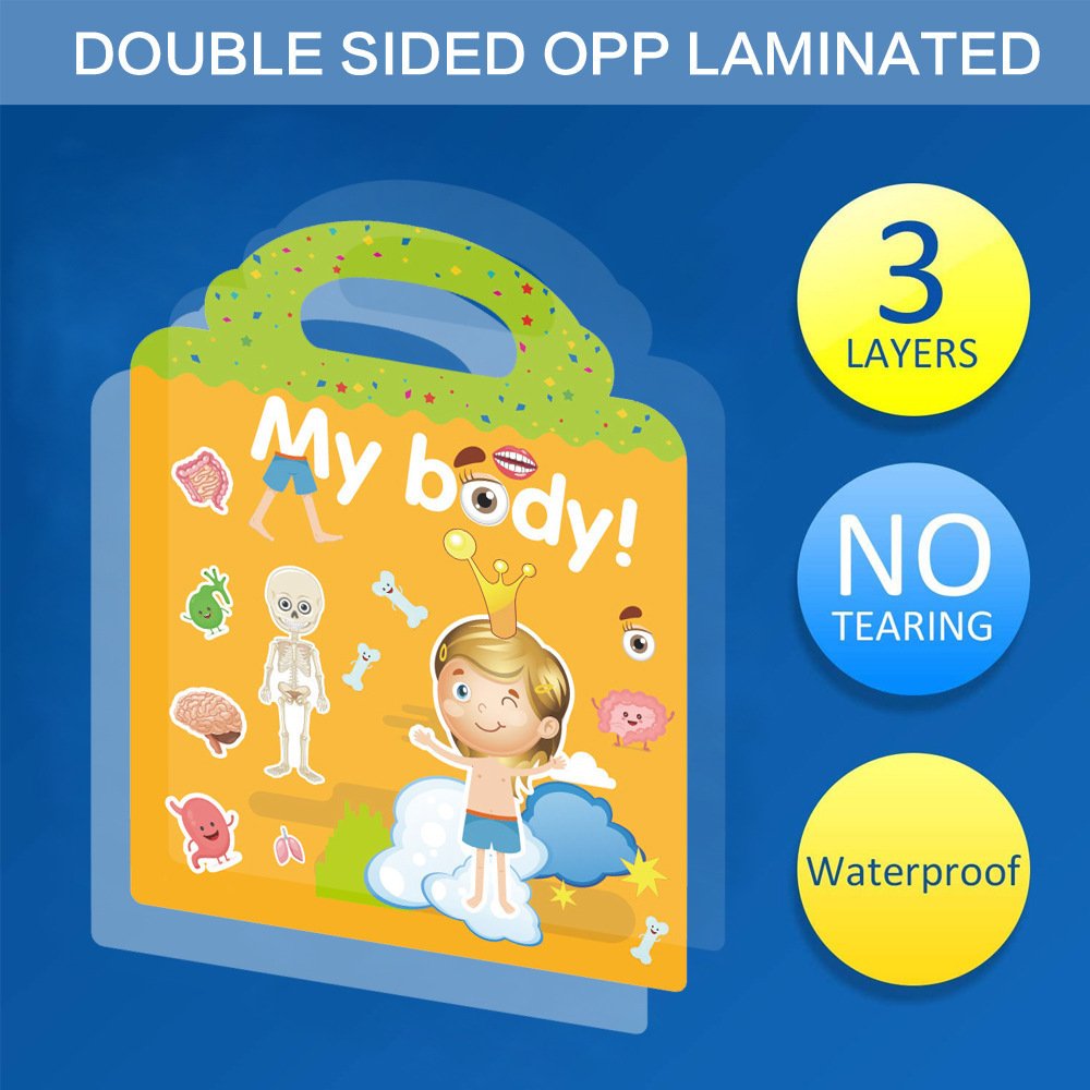 Eco-friendly Children Activity Sticker for Kids DIY PUZZLE Toys 15 Designs Gift Reusable Sticker Book
