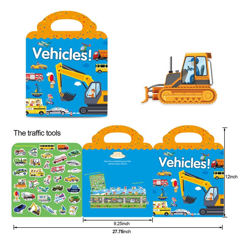 Eco-friendly Children Activity Sticker for Kids DIY PUZZLE Toys 15 Designs Gift Reusable Sticker Book