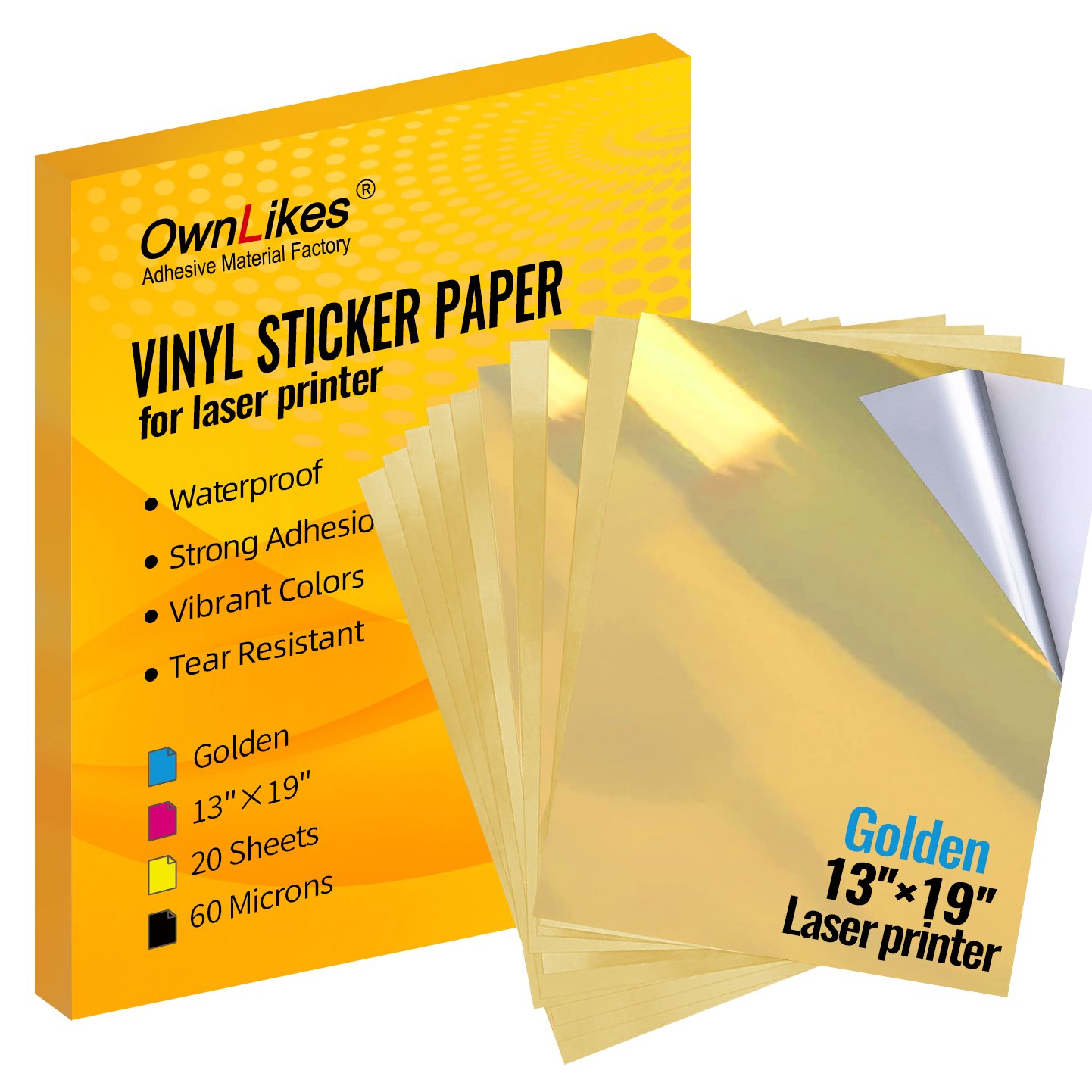 A4 140g Glossy Golden Metal Brushed Texture Waterproof Quick Drying Inkjet Sticker Adhesive Sticker Printable