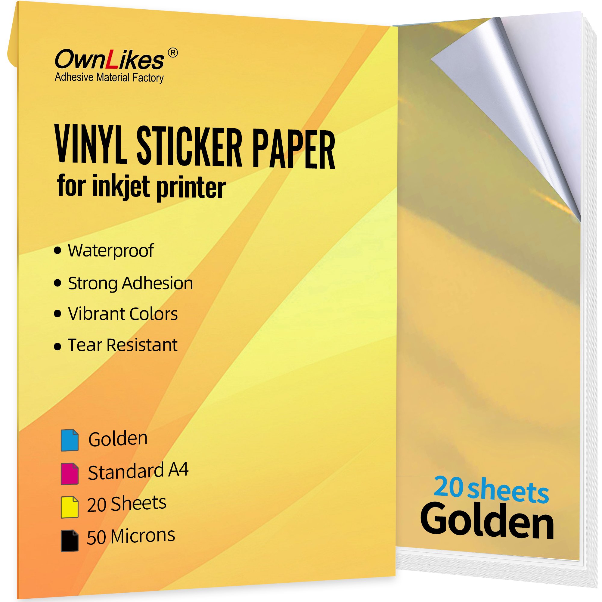 A4 140g Glossy Golden Metal Brushed Texture Waterproof Quick Drying Inkjet Sticker Adhesive Sticker Printable