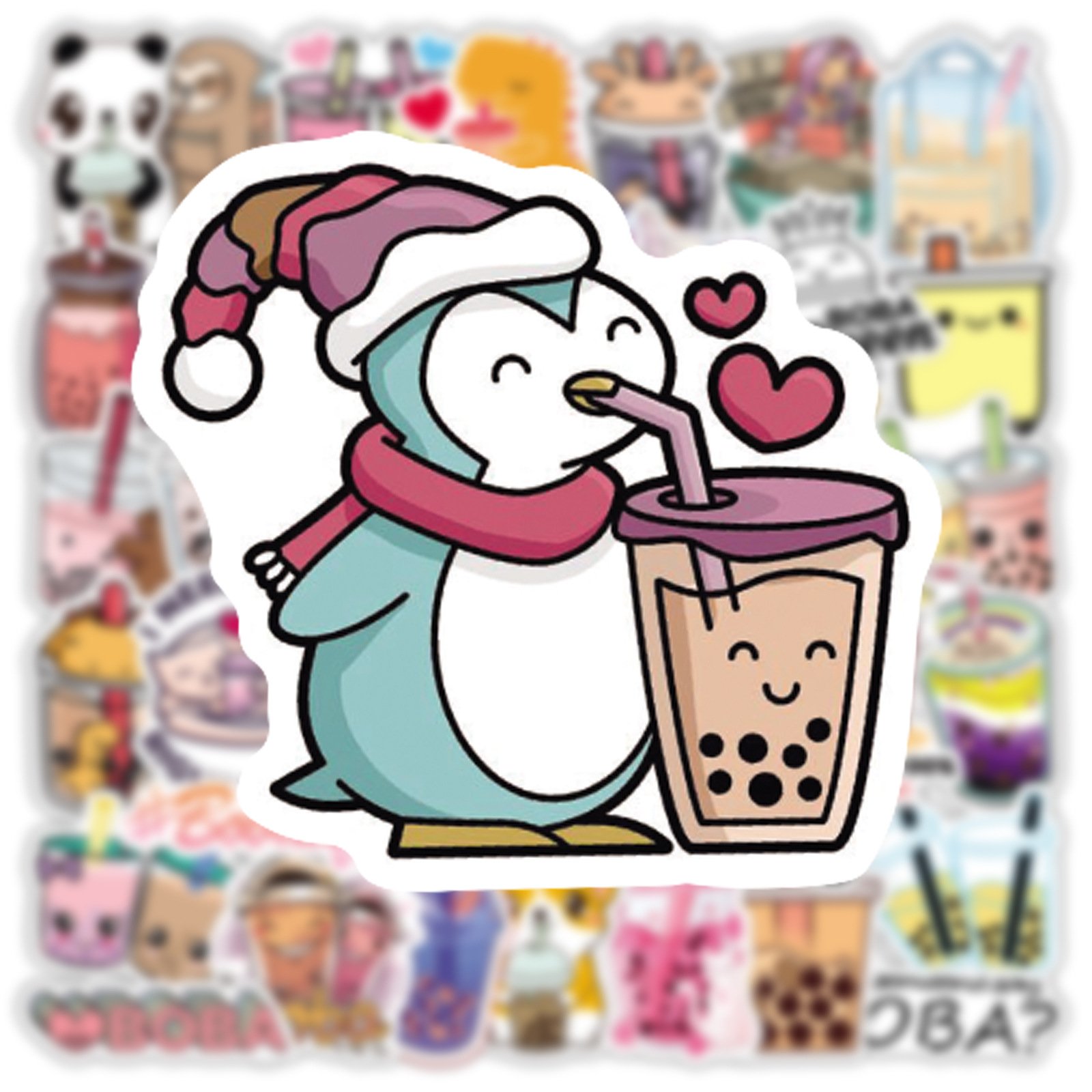 50pcs cute milk tea graffiti stickers notebook guitar water cup trolley case waterproof stickers