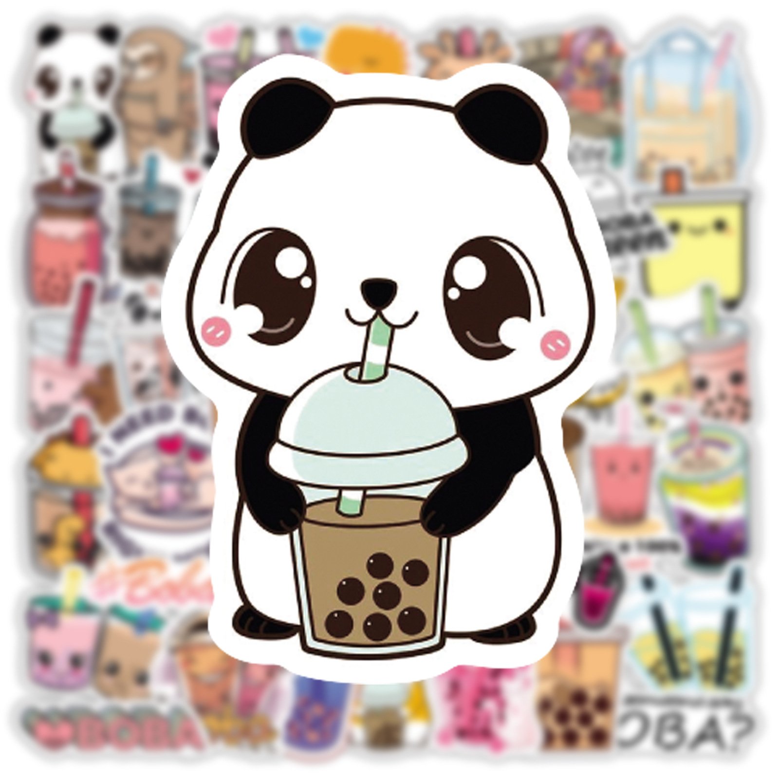 50pcs cute milk tea graffiti stickers notebook guitar water cup trolley case waterproof stickers