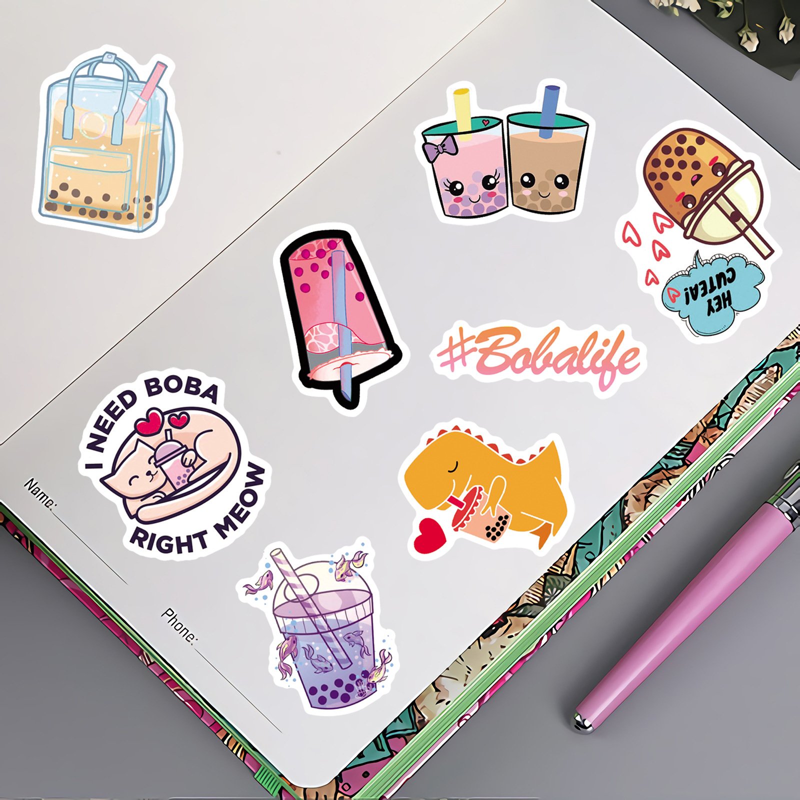 50pcs cute milk tea graffiti stickers notebook guitar water cup trolley case waterproof stickers