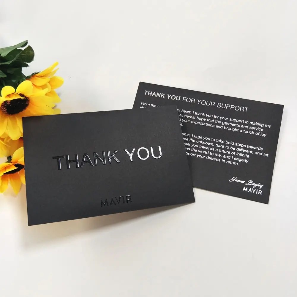 Low MOQ High quality Luxury Custom Foil Logo Embossed Business Card Postcard Wedding Card Thank You Card