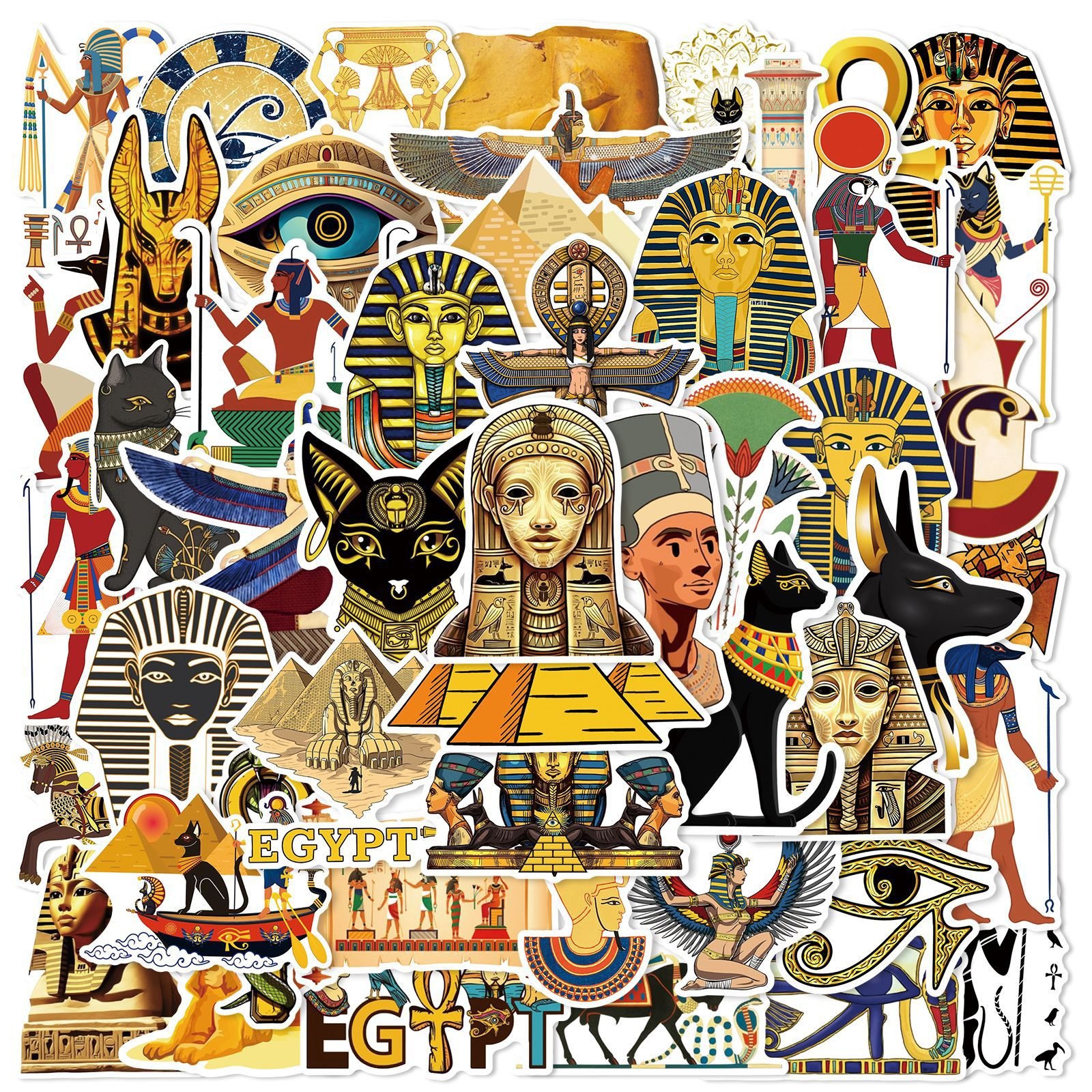 50Pcs Ancient Egyptian Culture Pyramid Graffiti Stickers For Luggage Bottle Decor Egypt Travel Gift Sticker