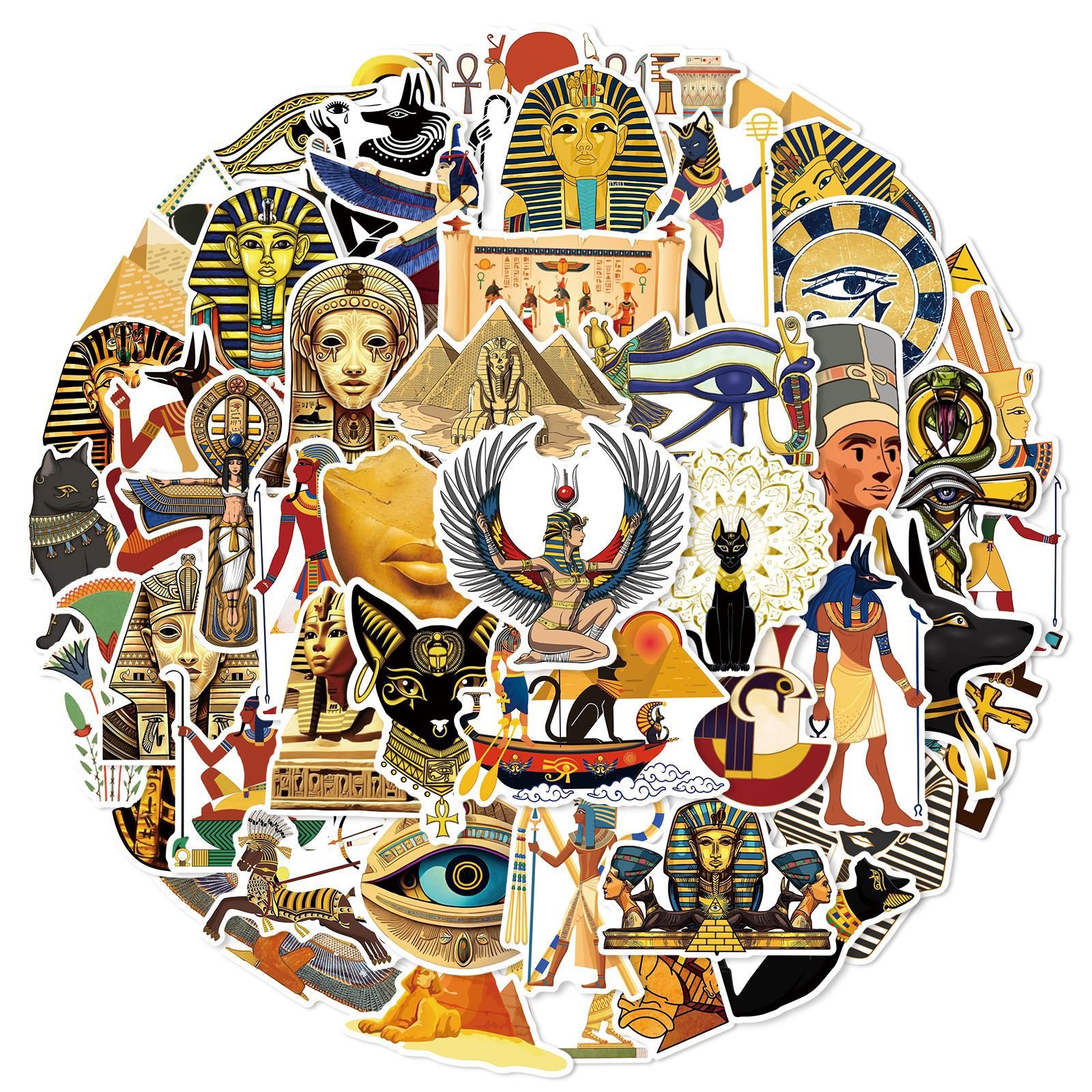 50Pcs Ancient Egyptian Culture Pyramid Graffiti Stickers For Luggage Bottle Decor Egypt Travel Gift Sticker