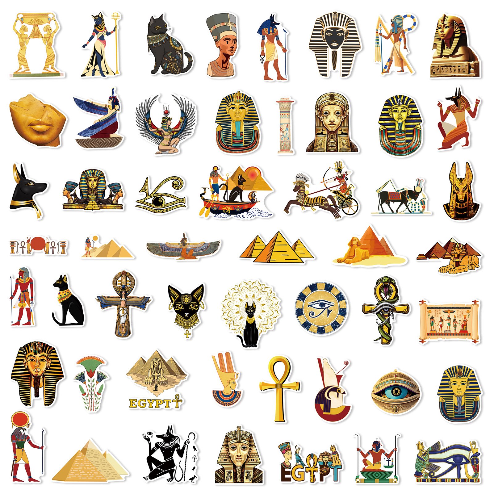50Pcs Ancient Egyptian Culture Pyramid Graffiti Stickers For Luggage Bottle Decor Egypt Travel Gift Sticker