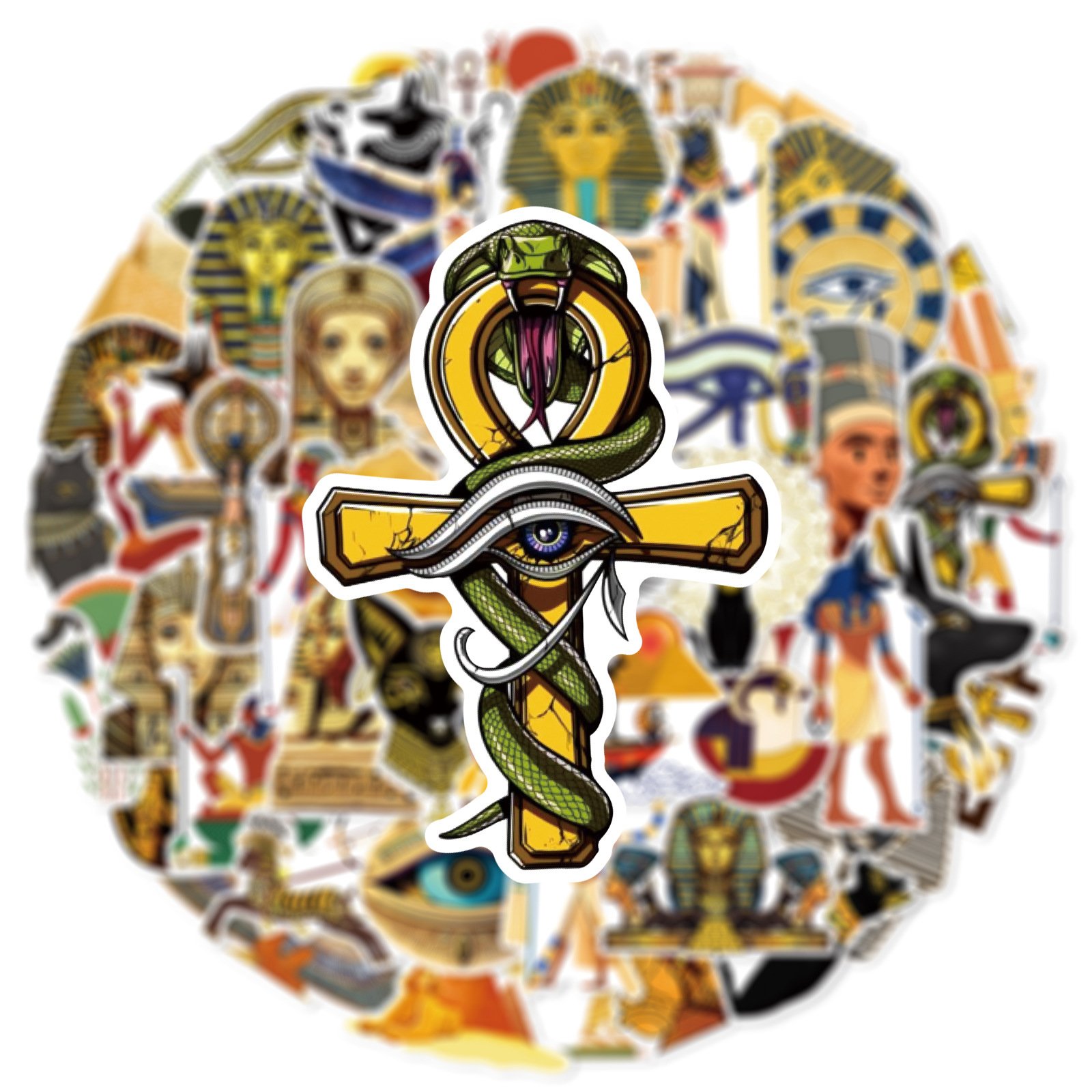 50Pcs Ancient Egyptian Culture Pyramid Graffiti Stickers For Luggage Bottle Decor Egypt Travel Gift Sticker