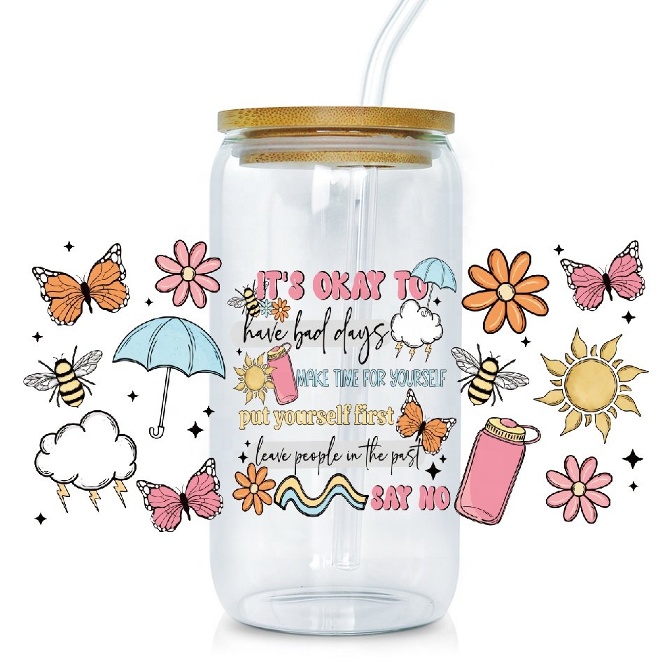 Coffee Cup Perfection UV DTF Label Holographic Effect Special Transfer Stickers Bottom Waterproof Scratch Resistant