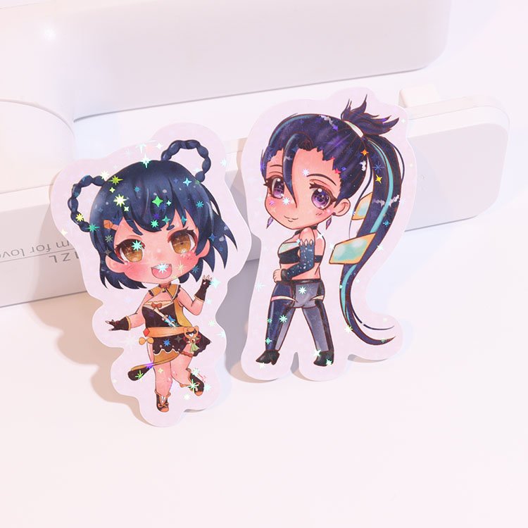 HOSHOM No MOQ Custom Logo Sticker Cute Star Holographic Anime Decorative Window Sticker