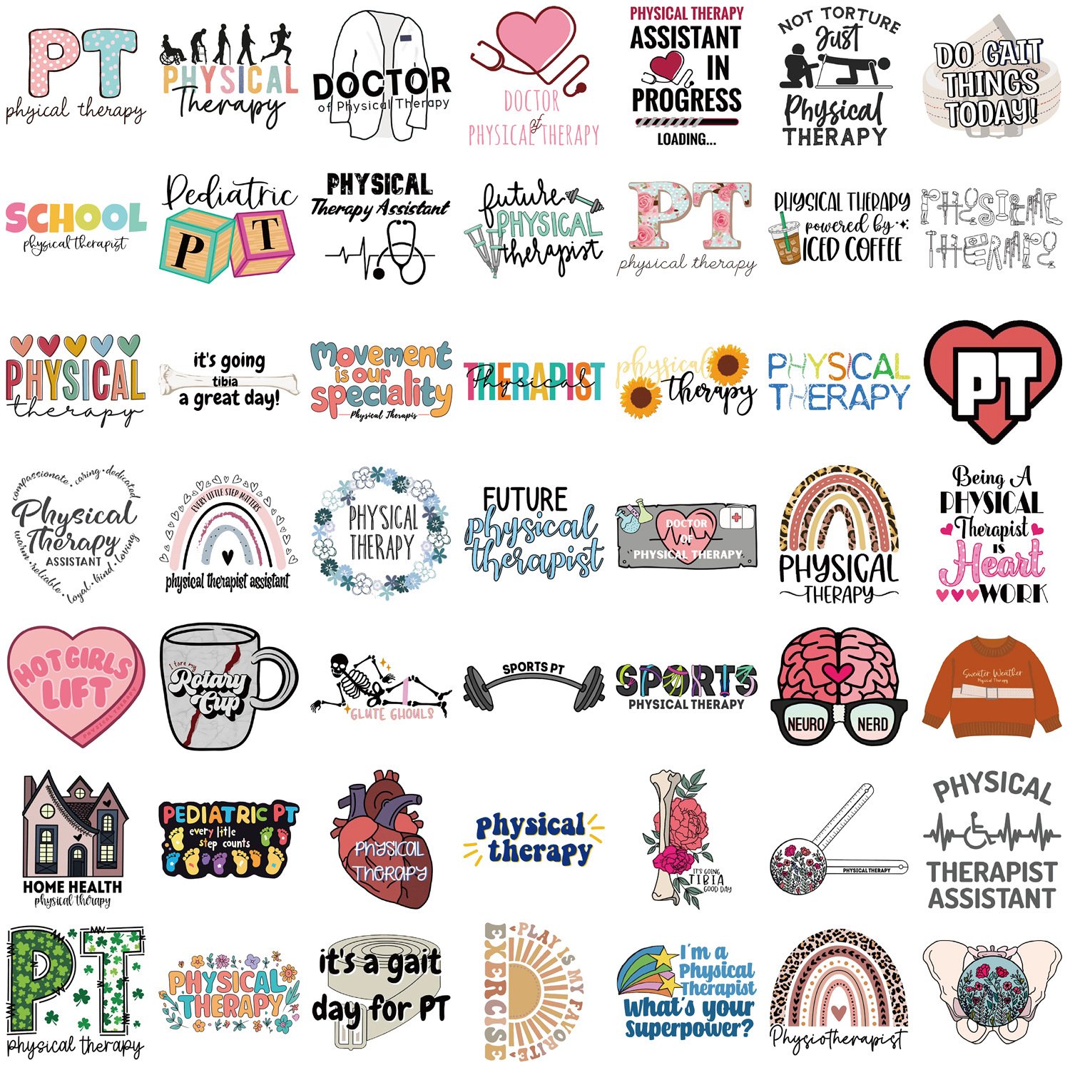 50PCS Medical health awareness physical therapy assistant sticker