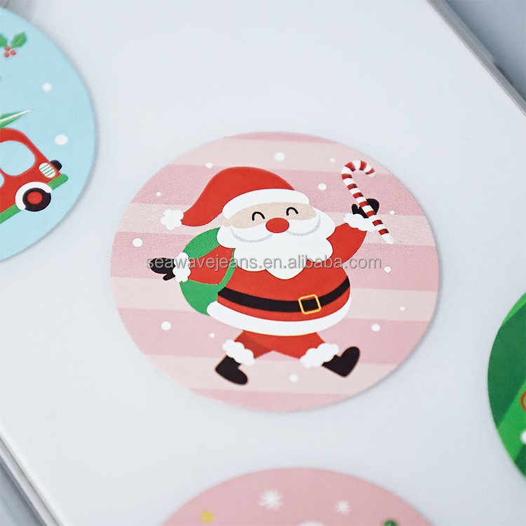 Custom Thank you Greeting Cards Sealing Round Label Holidays Merry Christmas Stickers For Gift Decoration