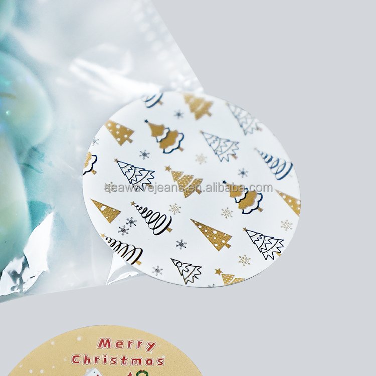 Custom Thank you Greeting Cards Sealing Round Label Holidays Merry Christmas Stickers For Gift Decoration