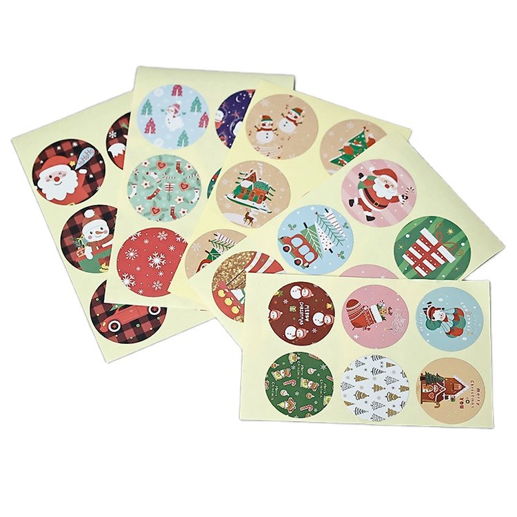 Custom Thank you Greeting Cards Sealing Round Label Holidays Merry Christmas Stickers For Gift Decoration