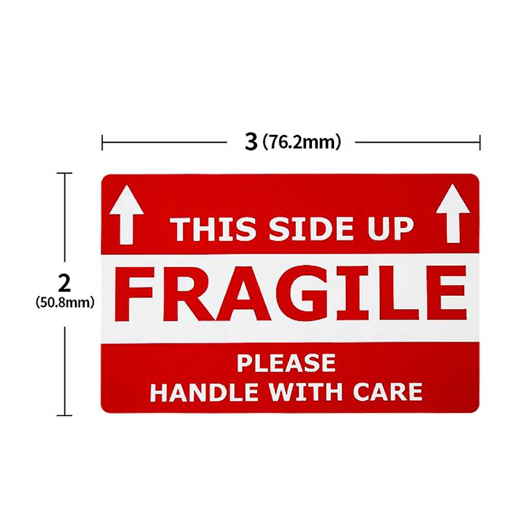 Custom printing 2"x3" 500 labels/roll fragile handle with care warning sticker for packing Thank you shipping Fragile label